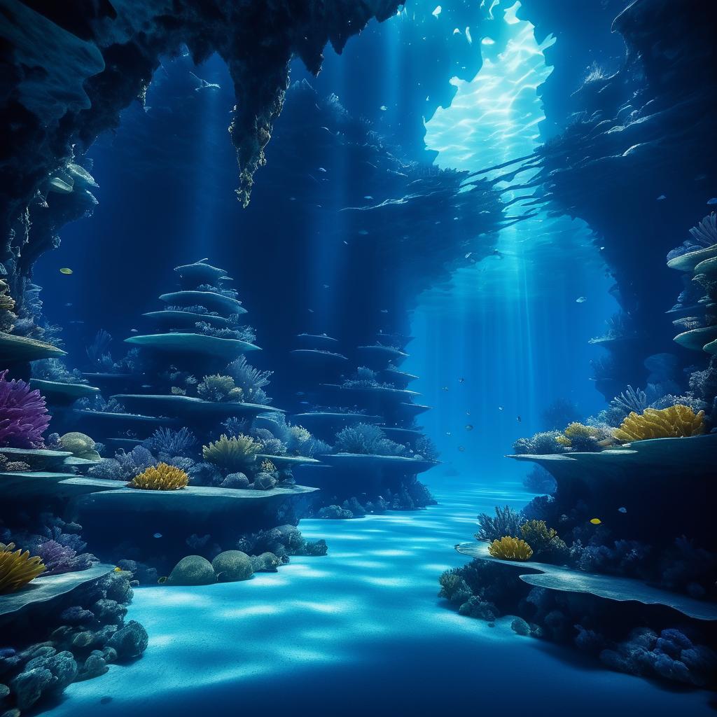 Mysterious Underwater Cavern with Ambient Light