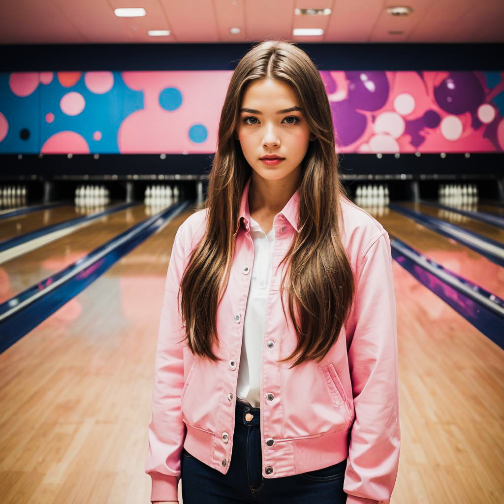 Confident Teenage Girl Bowling Photo Shoot