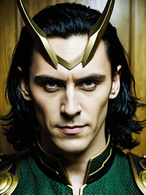 Man in Classic Loki Costume Close-up