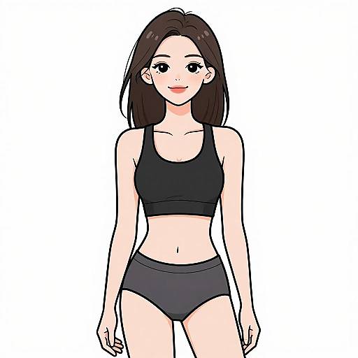 Minimalist Smiling Woman in Sportswear