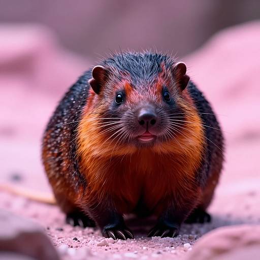 Photorealistic Elephant Shrew in Neon Snow