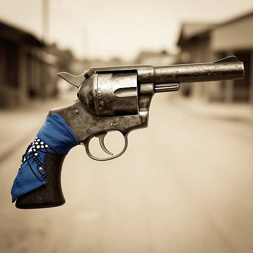 Vintage Revolver with Blue Bandana
