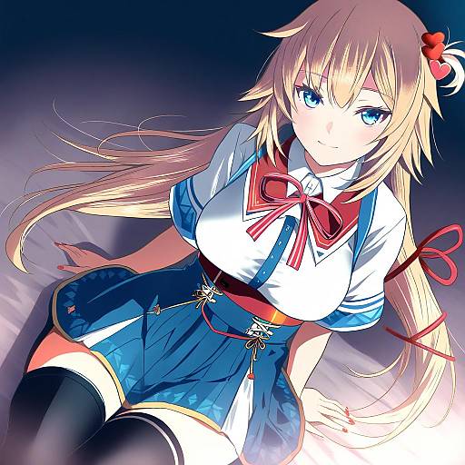 Illustration of Akai haato (1st costume), hololive in the style of M&m (mickey and mackey)