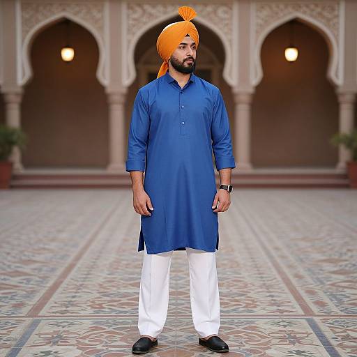 Confident Man with Vibrant Turban
