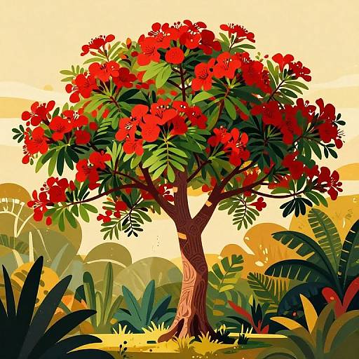Stylized Ceibo Tree Digital Painting