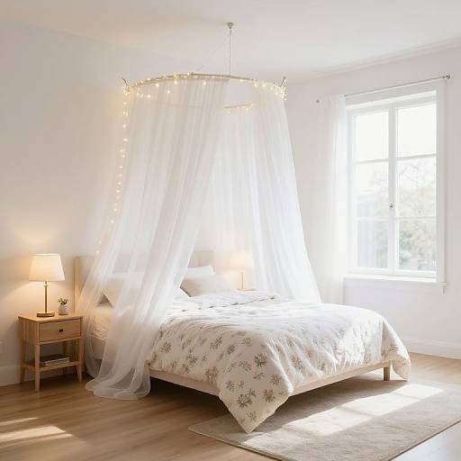 Bright Airy Bedroom with Canopy Bed