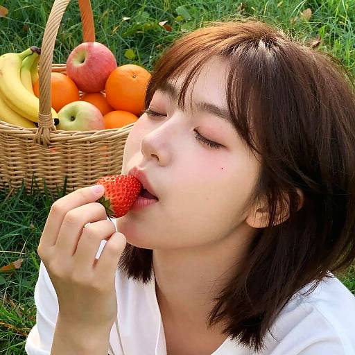 Young Woman Enjoying Strawberry Delight