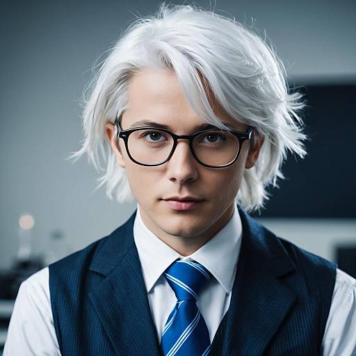 Young Man in Formal Suit and Glasses