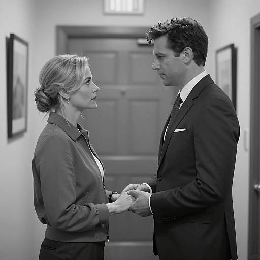 Intimate Black-and-White Hallway Portrait