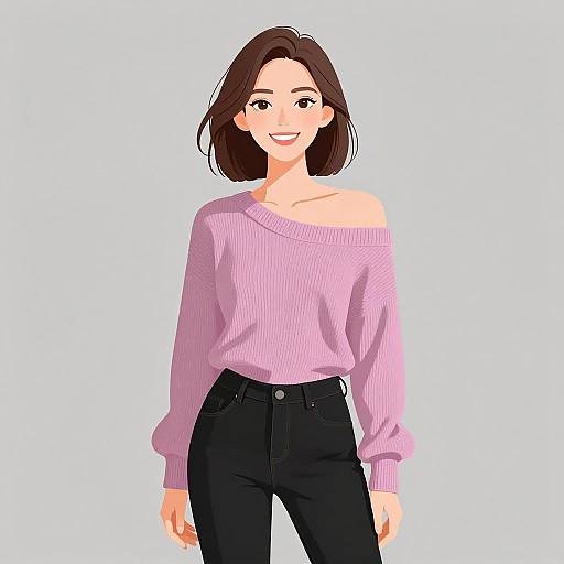 Smiling Woman in Chic Casual Wear