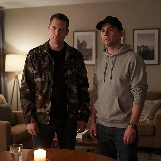 Dimly Lit Living Room Portrait Duo