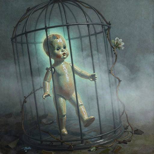 Sinister Ventriloquist Doll in Foggy Aviary