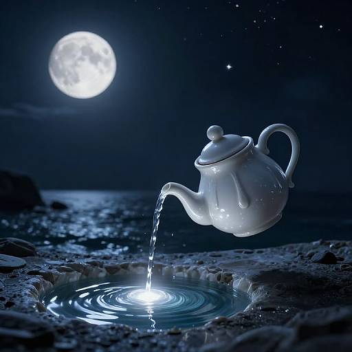 Weeping Angel Teapot Pouring Light