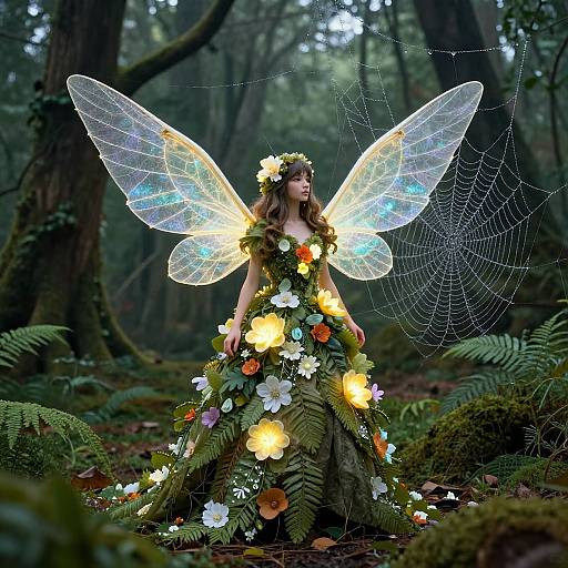 Luminescent Avian-Human Forest Spirit