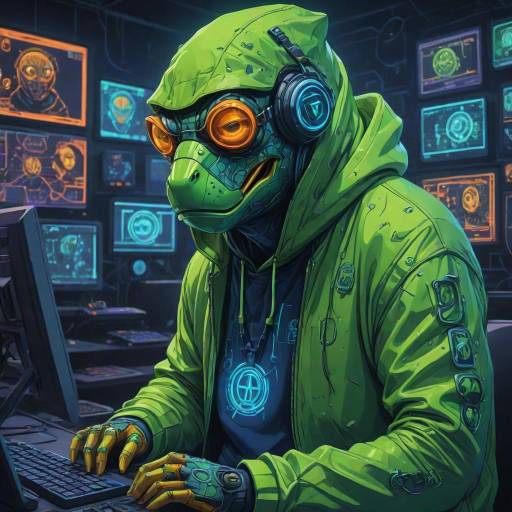 Whimsical Hacker Bullfrog Illustration Whimsical Hacker Bullfrog Illustration