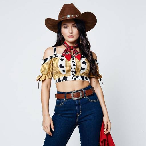Woman in Western Cowboy-Inspired Outfit