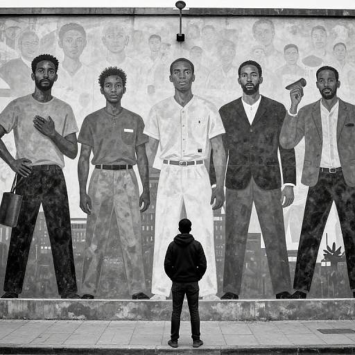 Black and White Social Change Mural