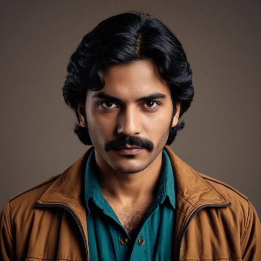Portrait of Man in Brown Jacket with Mustache