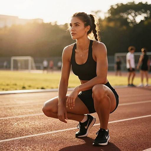 Sunlit Athletic Woman Squatting