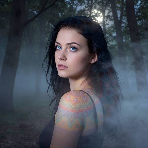 Mystical Double Exposure Woman Portrait