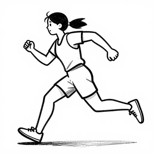 Dynamic Running Pose Outline Drawing