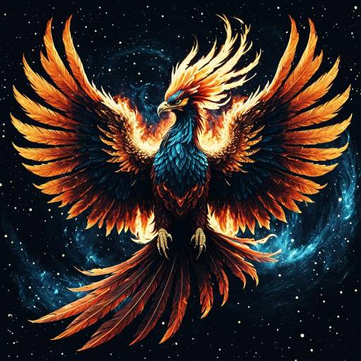 Celestial Fiery Phoenix with Spreading Wings