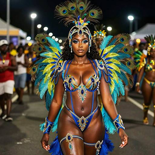 Confident Black Woman in Carnival Costume
