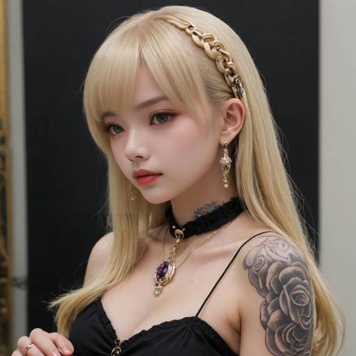 Realistic Portrait of Blonde with Tattoos