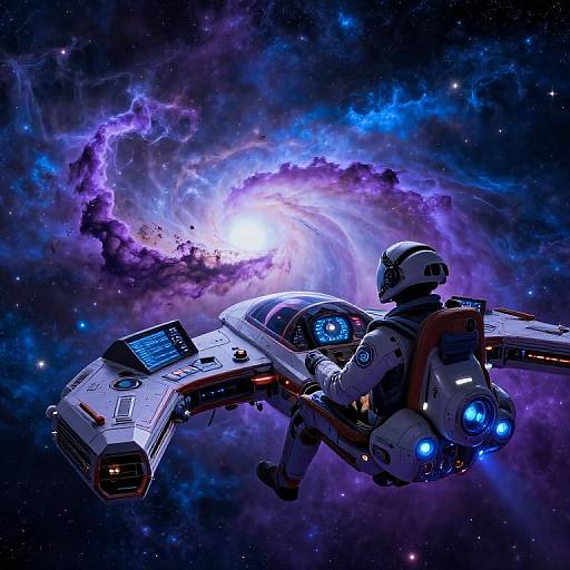 Chedy Piloting Through Vibrant Nebula