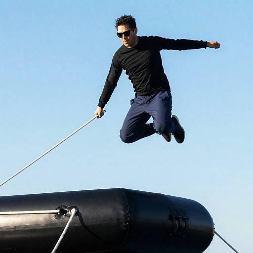 Dynamic Jumping Man on Inflatable Raft