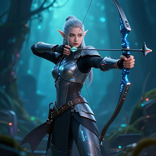 Futuristic Cyberpunk Elf Archer