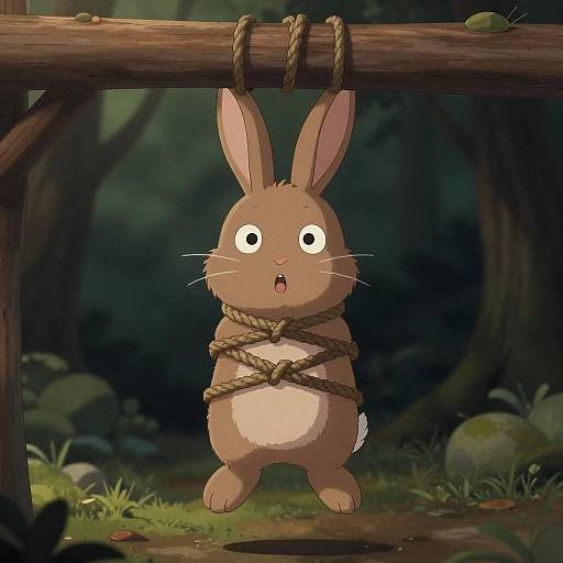 Surprised Bunny Bound in Shadows