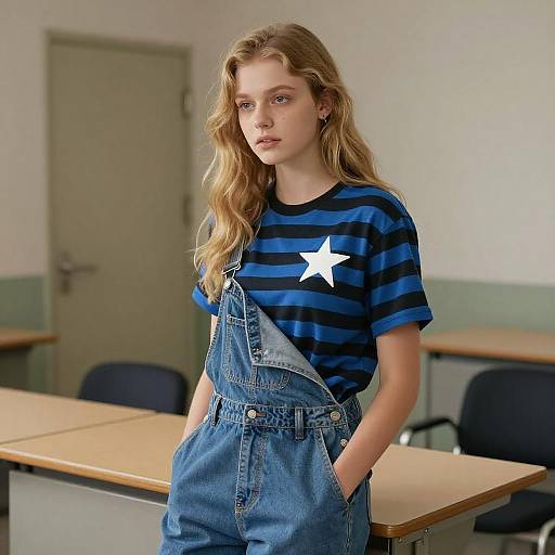 Young Woman in Overalls Portrait
