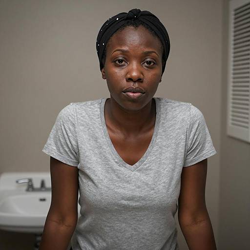 African American Woman in Gray T-Shirt