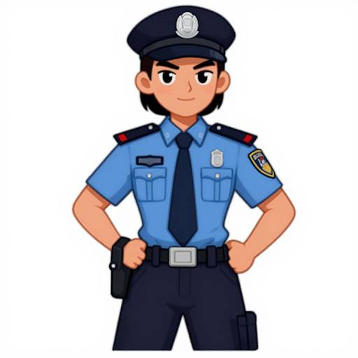 Confident Cartoon Police Woman Illustration