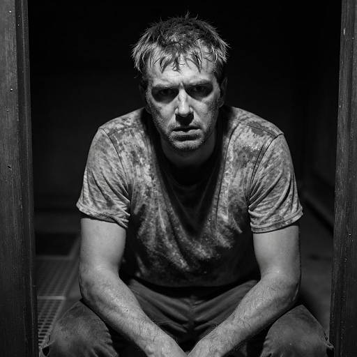 Dramatic Black-and-White Portrait of Tension