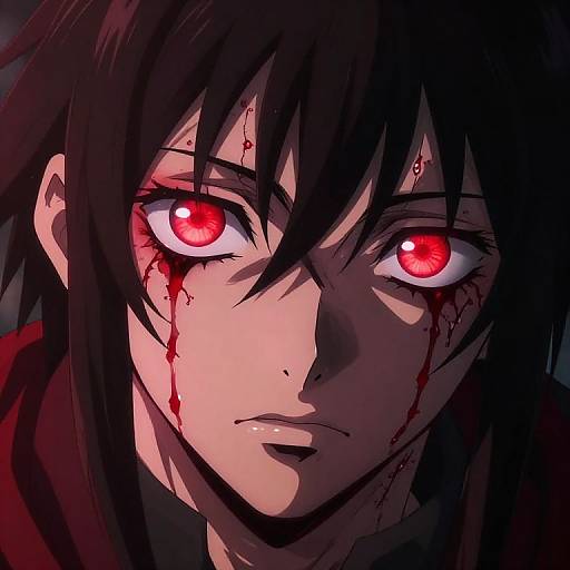 Intense Bloodshot Eyes Anime Close-Up