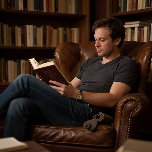 Cozy Literary Man in Armchair