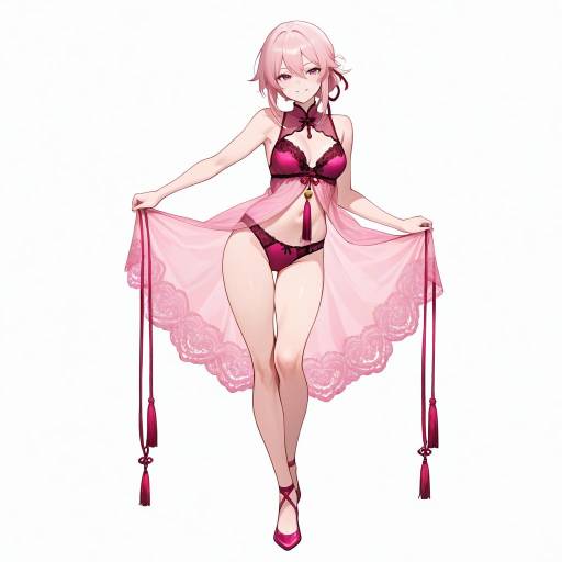 Athletic Lingerie Model with Pink Hair Athletic Lingerie Model with Pink Hair