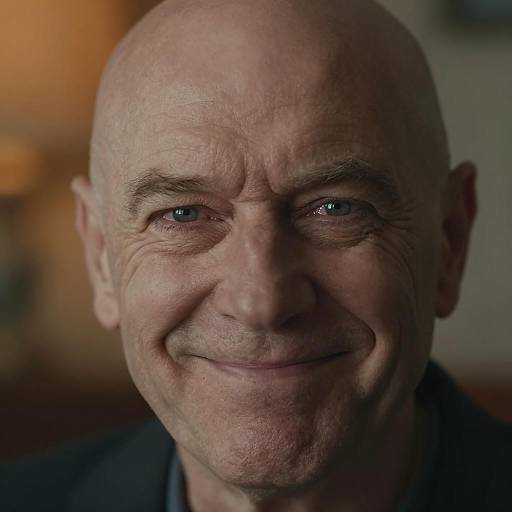 Mischievous Older Man in Dim Light