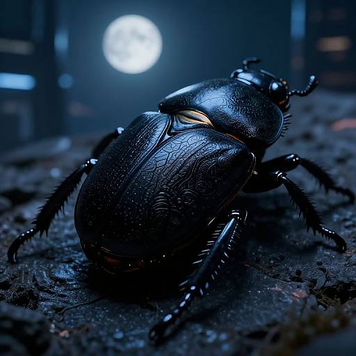 Futuristic Armored Beetle Under Moonlight