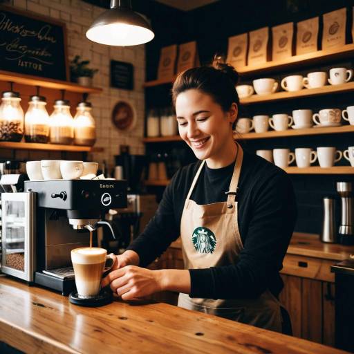 Barista Making Latte in Cozy Coffee Shop