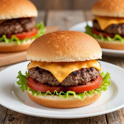 Classic Cheeseburger on Rustic Plate