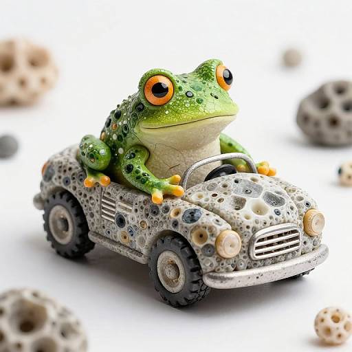 Geode Frog Driving Miniature Car