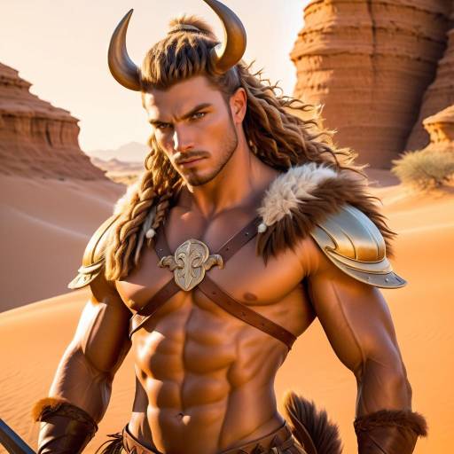 Muscular Male Centaur Warrior in Desert Armor