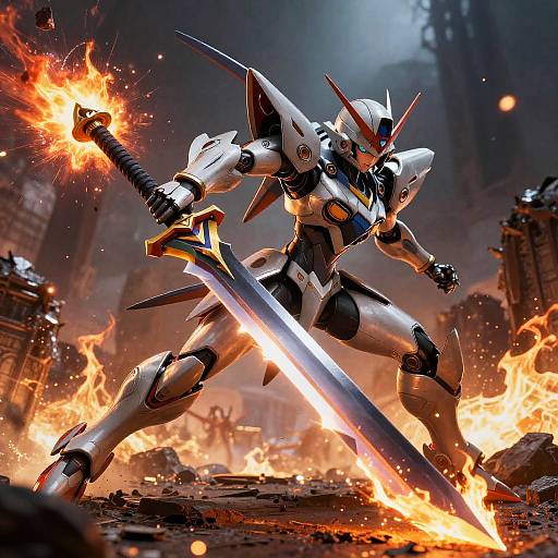 Epic Mecha Anime Battle Scene