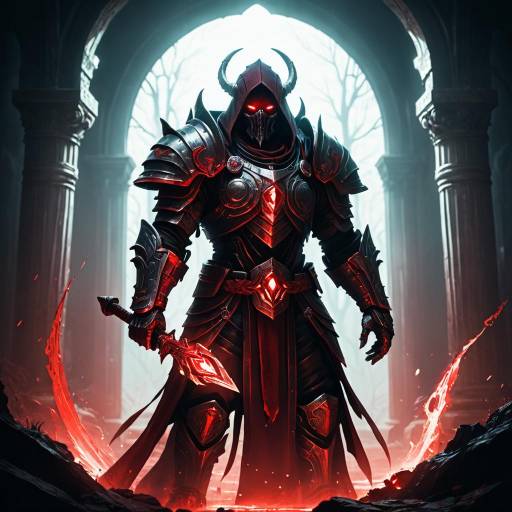 Dark Knight Warrior with Fiery Sword