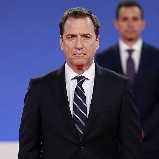 Serious Man in Suit with Blurred Background