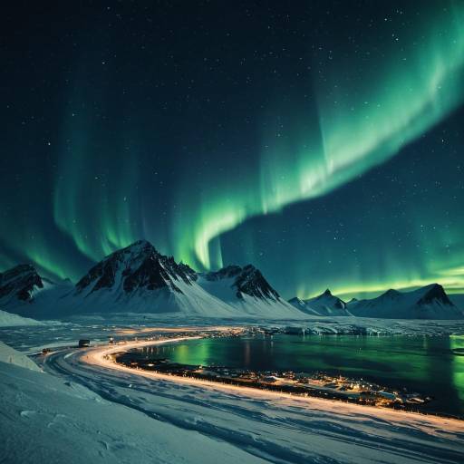 Ethereal Arctic Scene with Moonbeams
