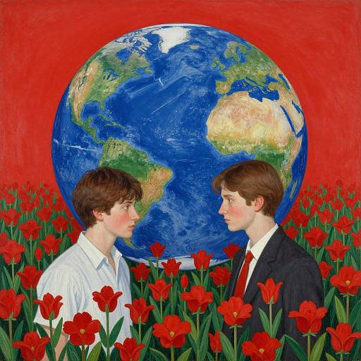 Surreal Lovers in Crumbling Red Field